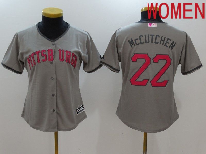 Women Pittsburgh Pirates 22 Mccutchen Grey Mother Edition 2022 MLB Jersey